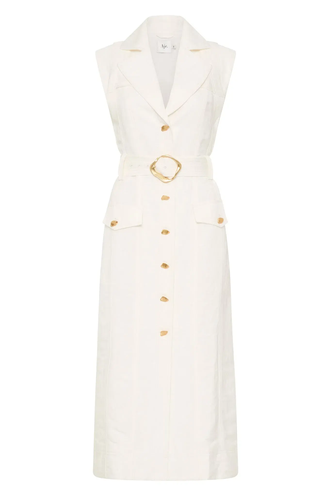  Aje Celine Utility Midi Dress Ivory Size 8 - Image 3
