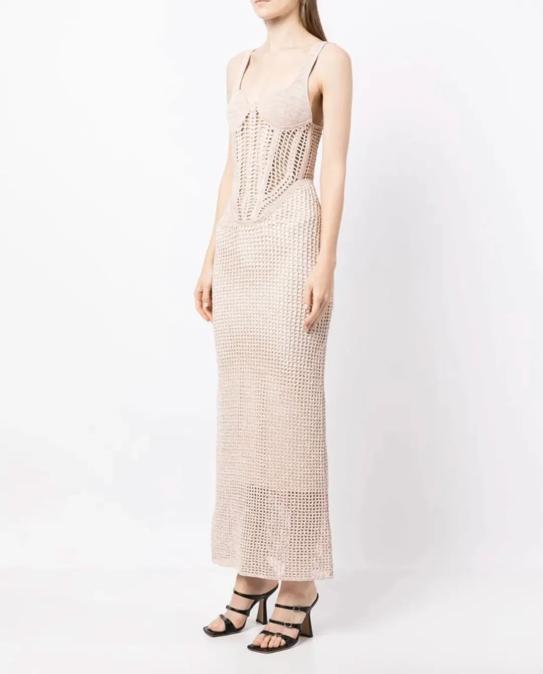 Dion Lee Marled Double Cup Corset Dress Cream Marle Size 8  for rent on The Volte - main image