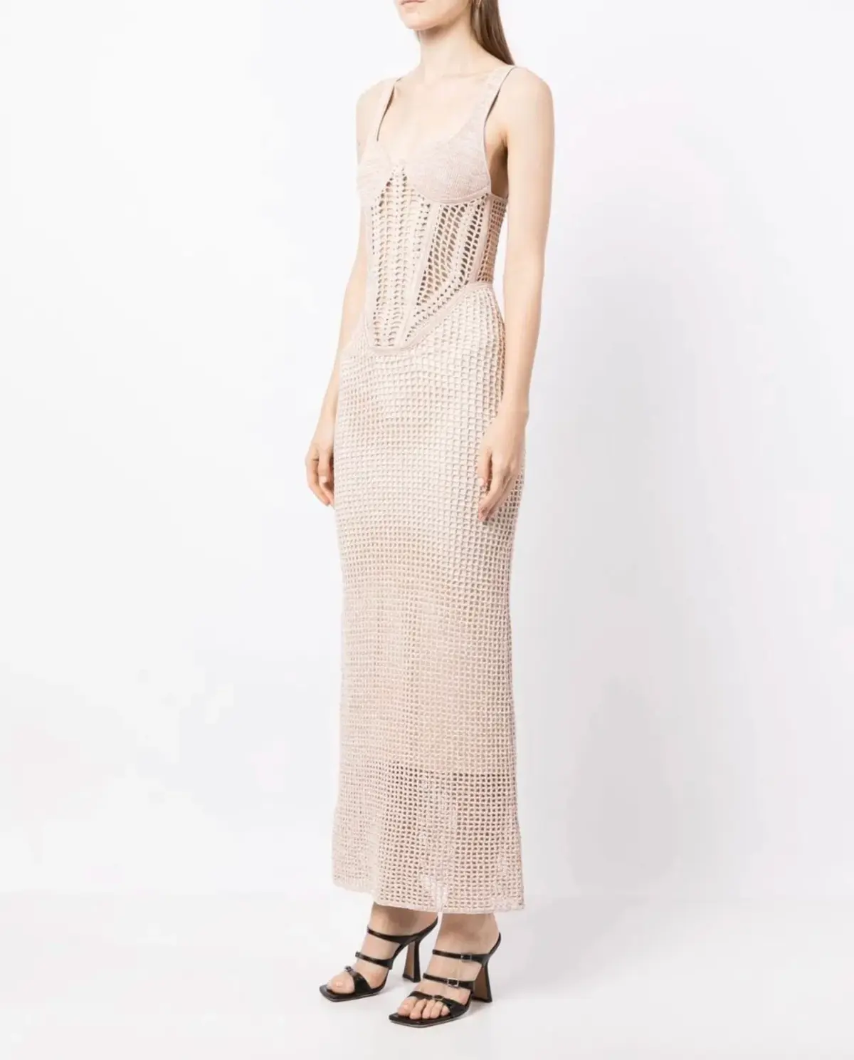 Dion Lee Marled Double Cup Corset Dress Cream Marle Size 8  - Image 1