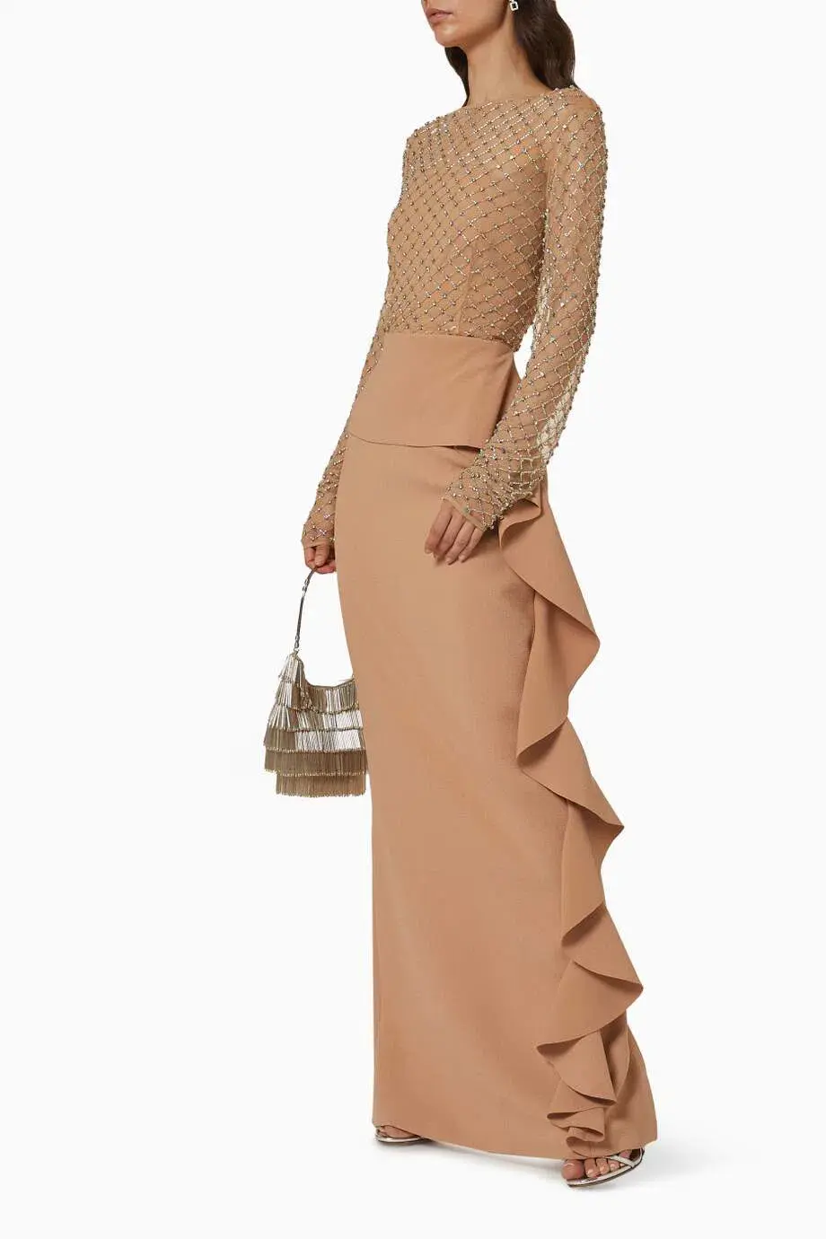 Rachel Gilbert Estelle Ruffle Gown Nude Size AU 18  - Image 2