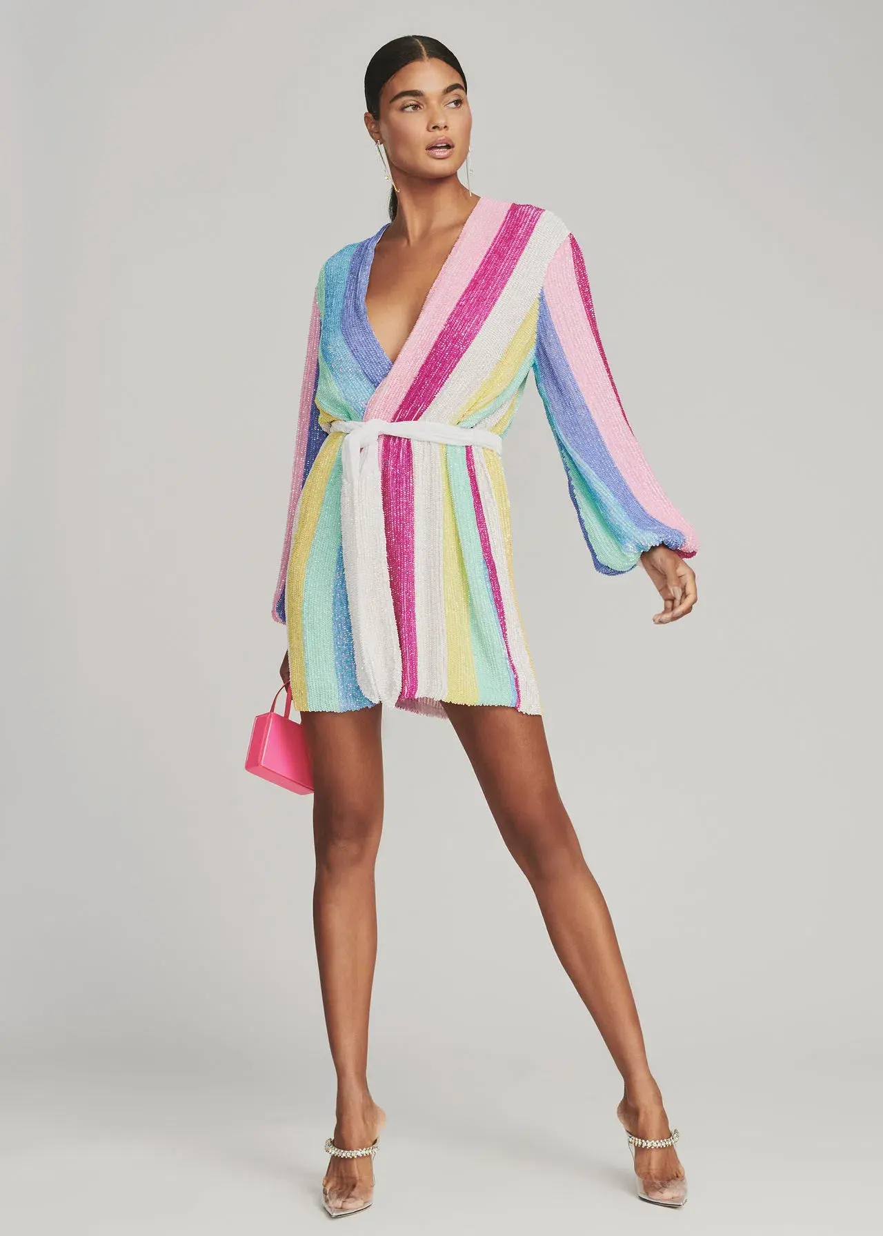 Retrofete Gabrielle Sequin Robe Unicorn Stripe Size 8 - Image 1