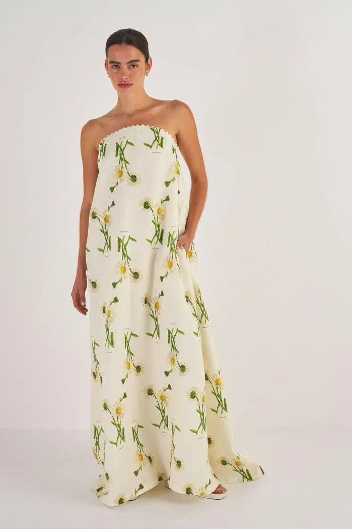 Oroton Field Daisy Gown in Soft Cream Size 10 - Image 1