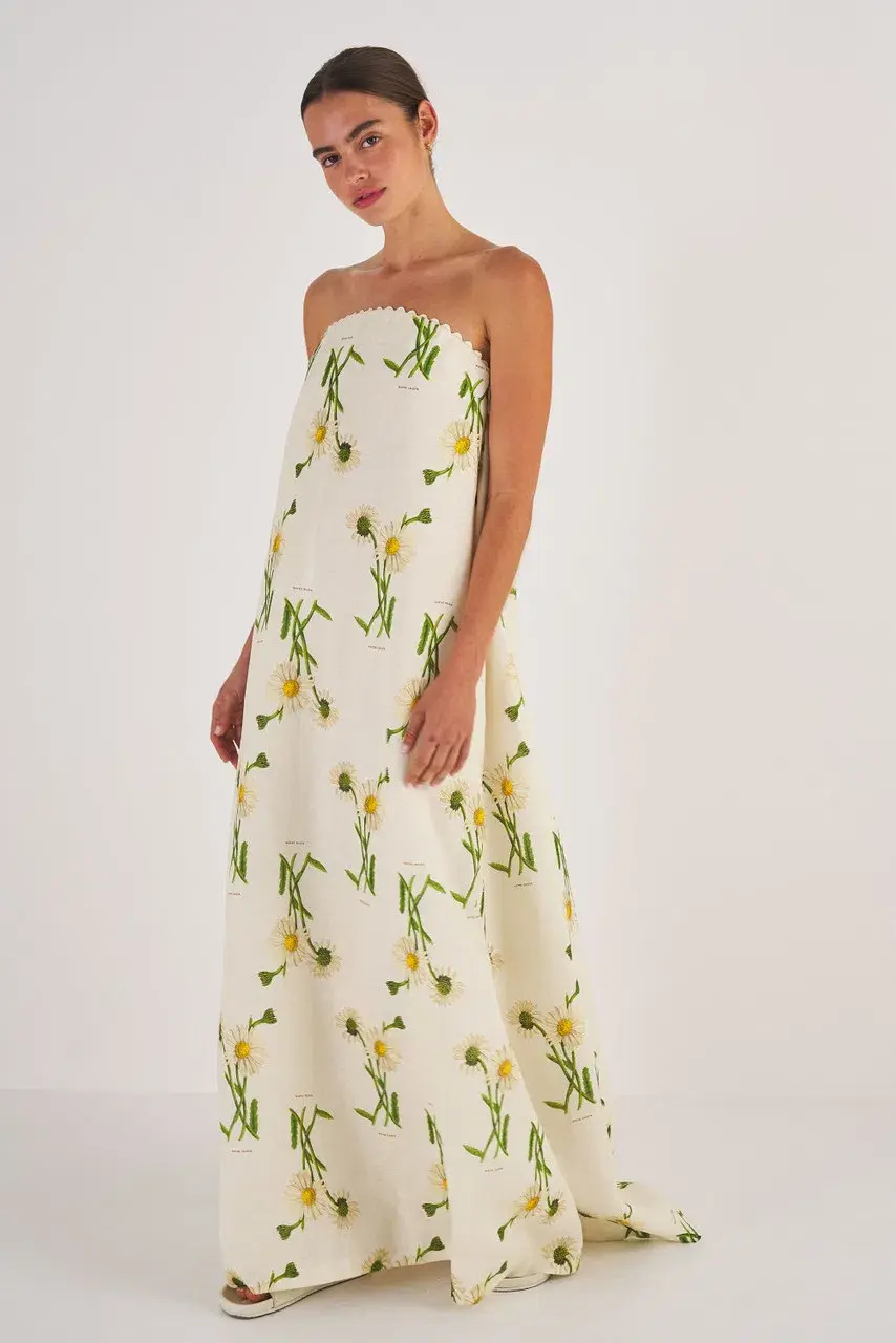 Oroton Field Daisy Gown in Soft Cream Size 10 - Image 3