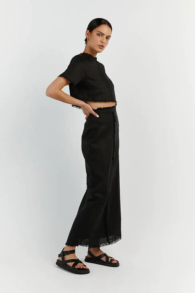 Dissh Georgie Linen Fringe Sets Black Size 12 - Image 2
