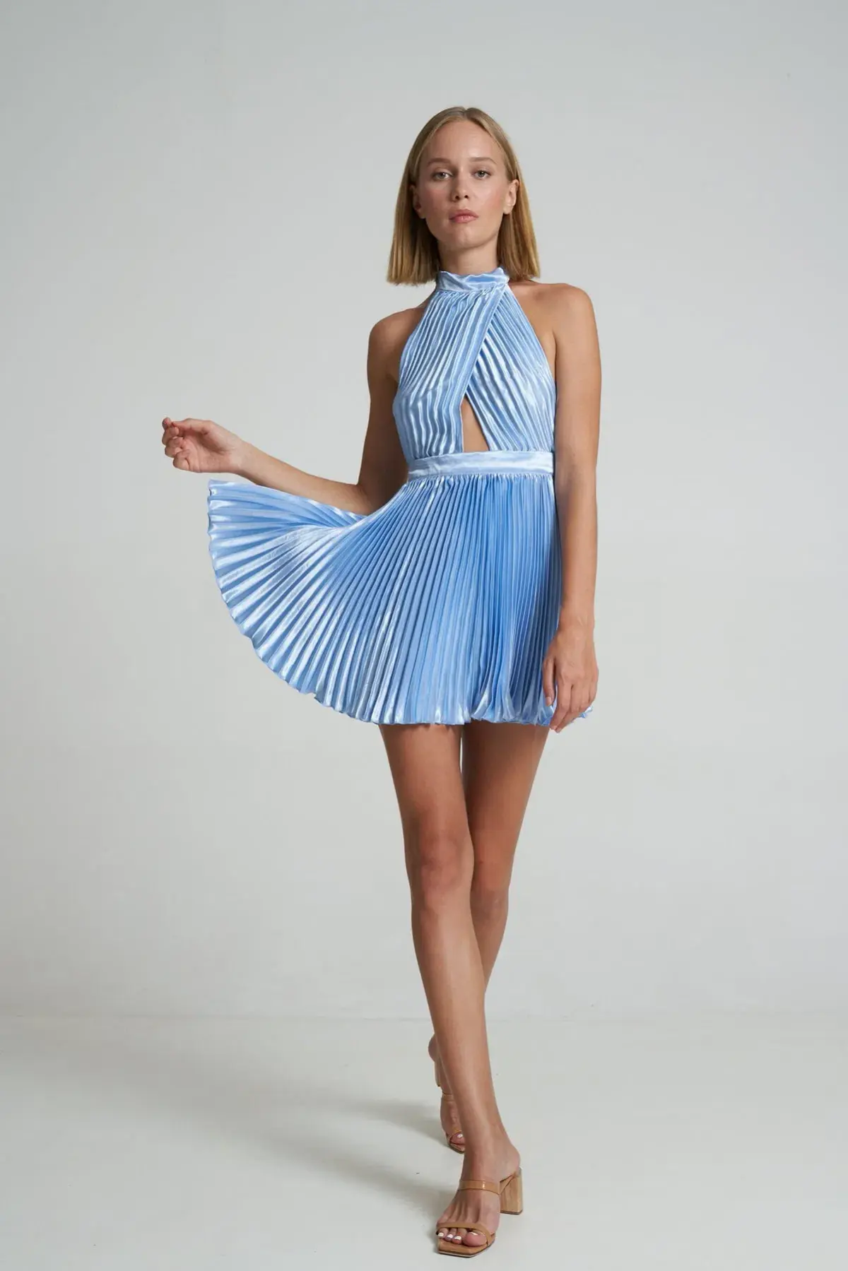 Lidee Soirée Renaissance Mini Dress in Sky Blue Size 10  - Image 1