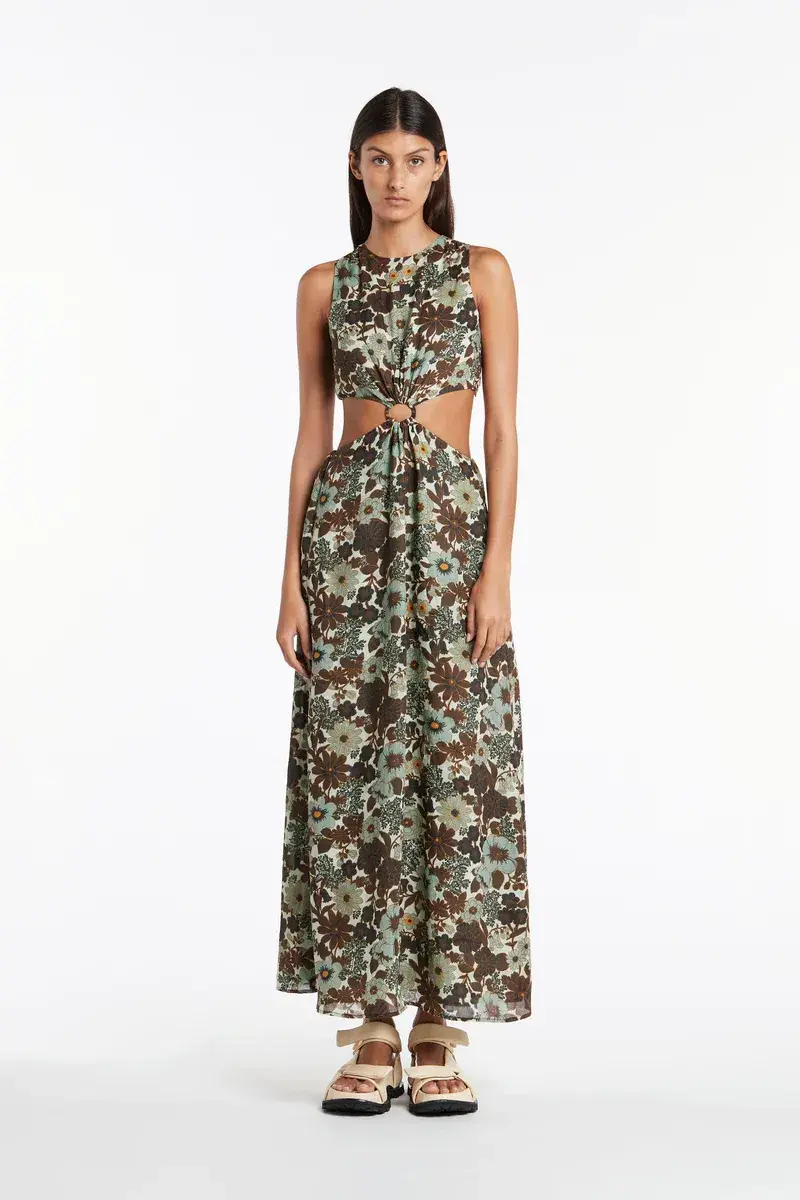 Sir The Label Constantine Cut Out Ring Midi Dress Floral Size 2 / AU 10 for rent on The Volte - main image