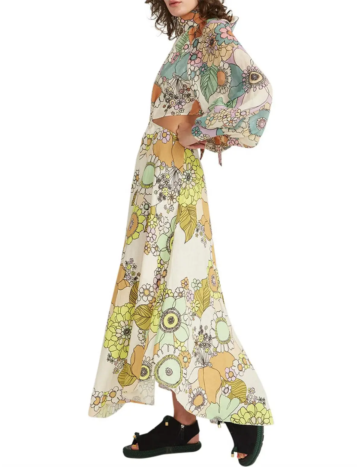 Alemais Farrah Cut Out Midi Dress Print Size 10 - Image 4