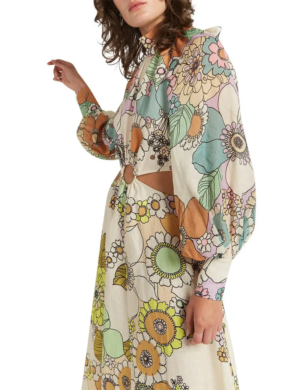 Alemais Farrah Cut Out Midi Dress Print Size 10 - Image 3