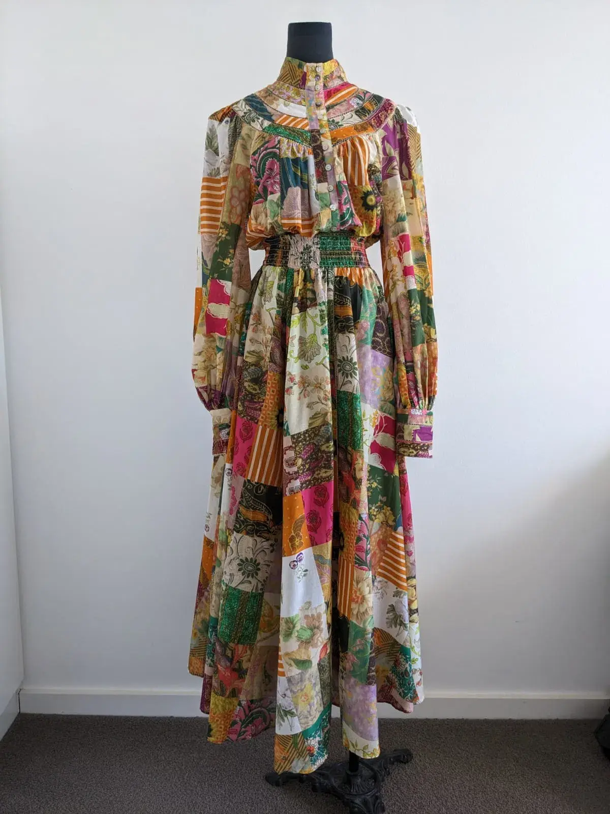 Alemais Hattie Patchwork Midi Dress Multi Print Size 8 - Image 4