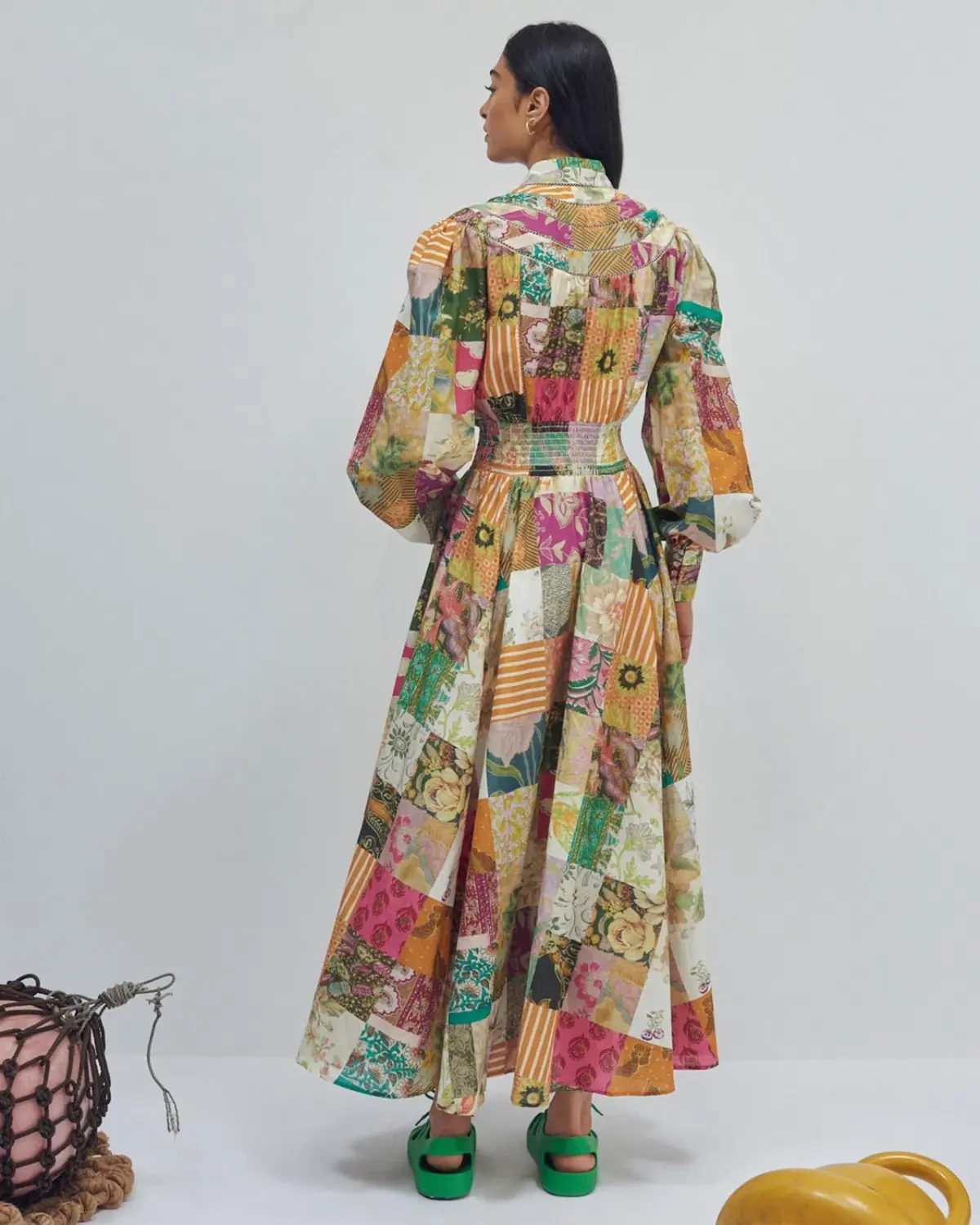 Alemais Hattie Patchwork Midi Dress Multi Print Size 8 - Image 3