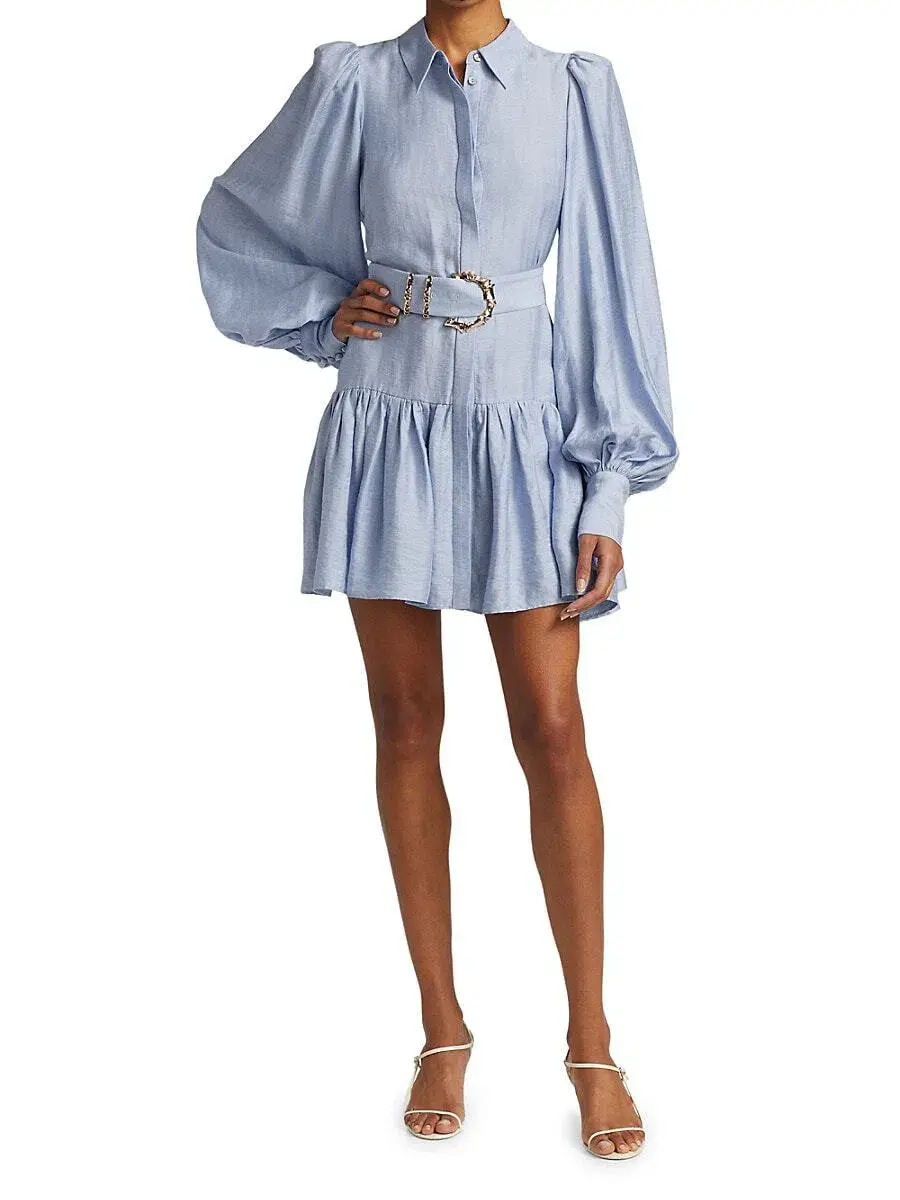 Acler Sherwood Mini Dress Cornflower Blue Size 8 - Image 1