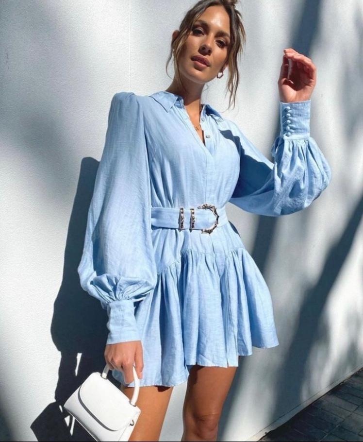 Acler Sherwood Mini Dress Cornflower Blue Size 8 - Image 3