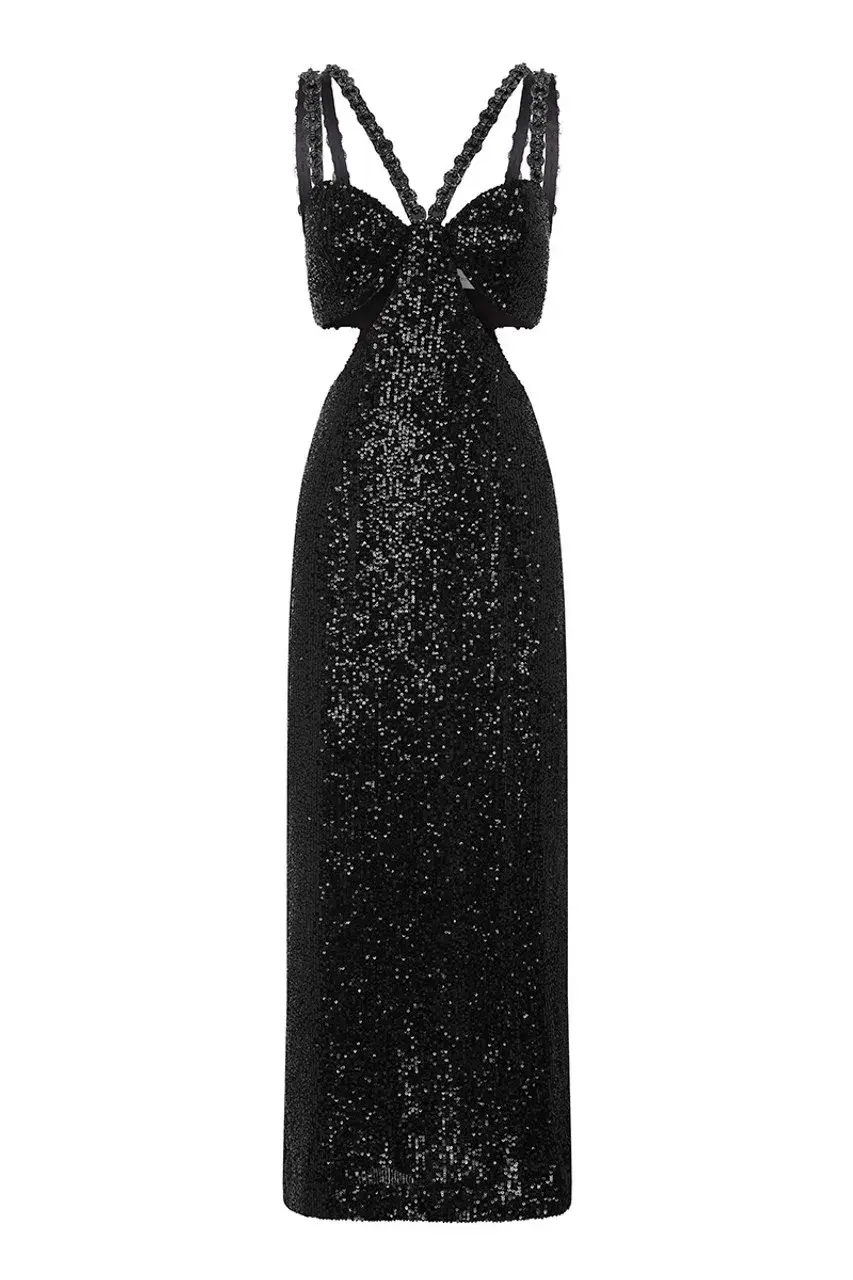 Rebecca Vallance Missing Hours Cut Out Midi Dress Black Size 4 - Image 4