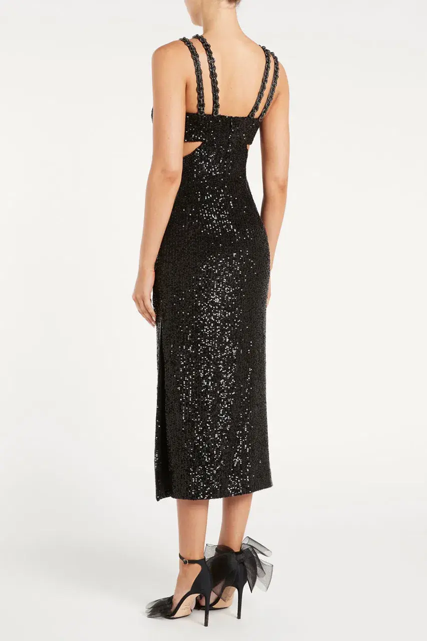 Rebecca Vallance Missing Hours Cut Out Midi Dress Black Size 4 - Image 3