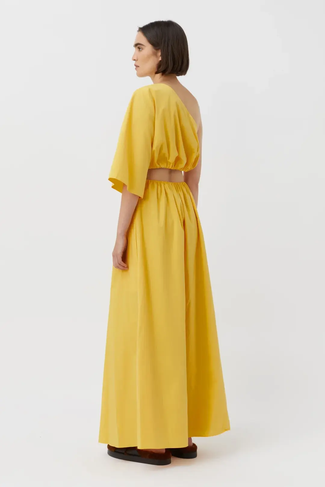 Camilla & Marc Wally One Shoulder Cut Out Maxi Dress in Honey Yellow Size 10 for rent on The Volte - main image