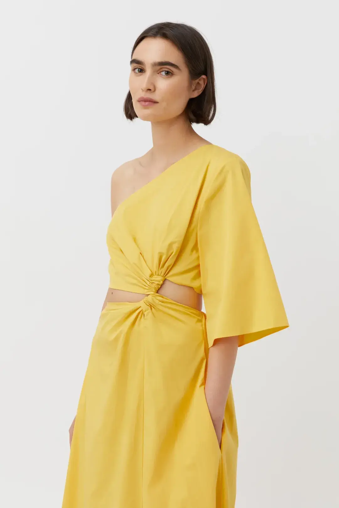 Camilla & Marc Wally One Shoulder Cut Out Maxi Dress in Honey Yellow Size 10 for rent on The Volte - main image
