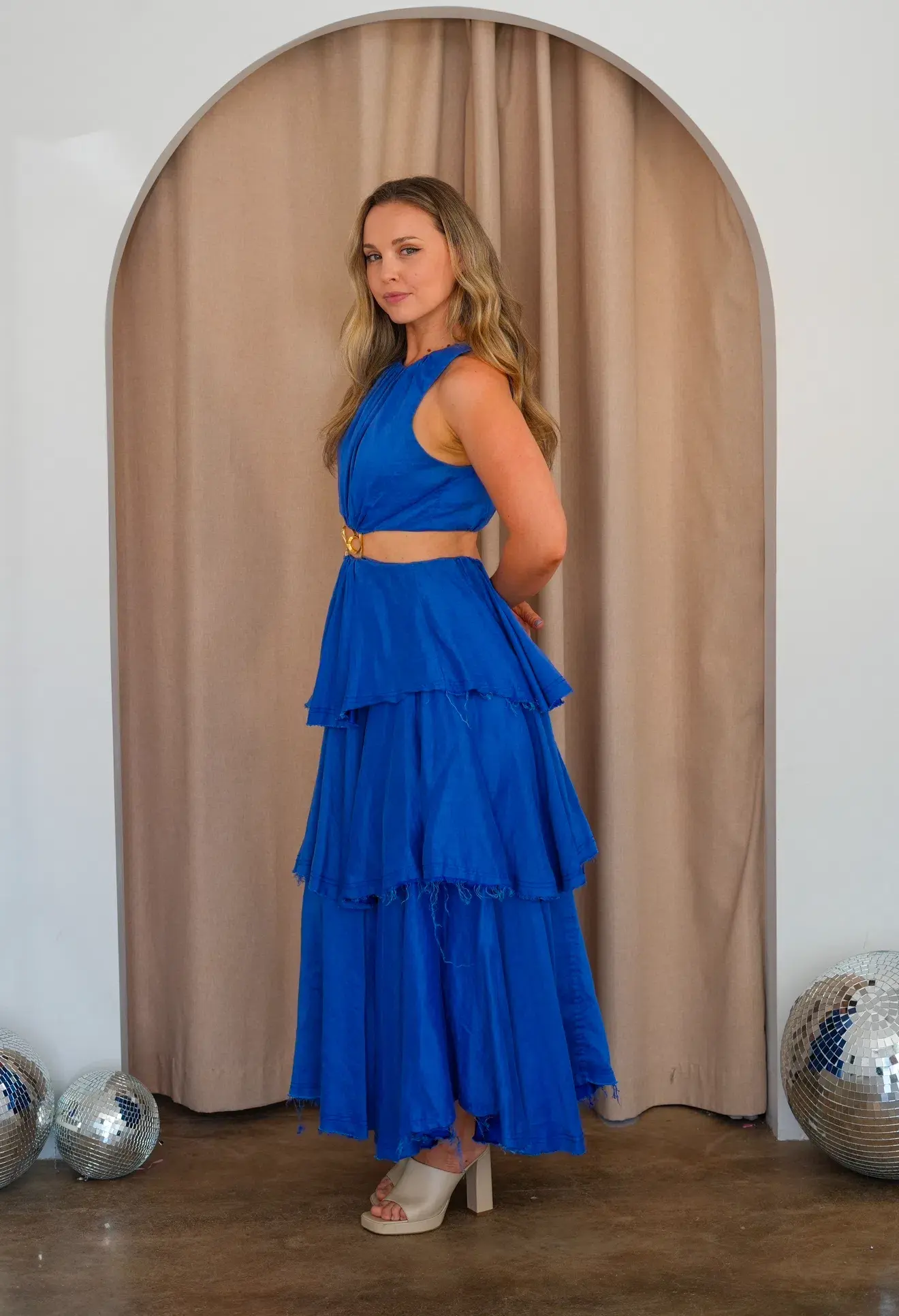 Aje Wave Cut Out Ring Midi Dress Marine Blue Size 10 - Image 2