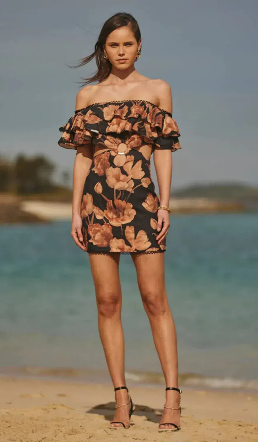 Sonya Moda Marbella Valentina Linen Mini Dress Floral Size 6 for rent on The Volte - main image