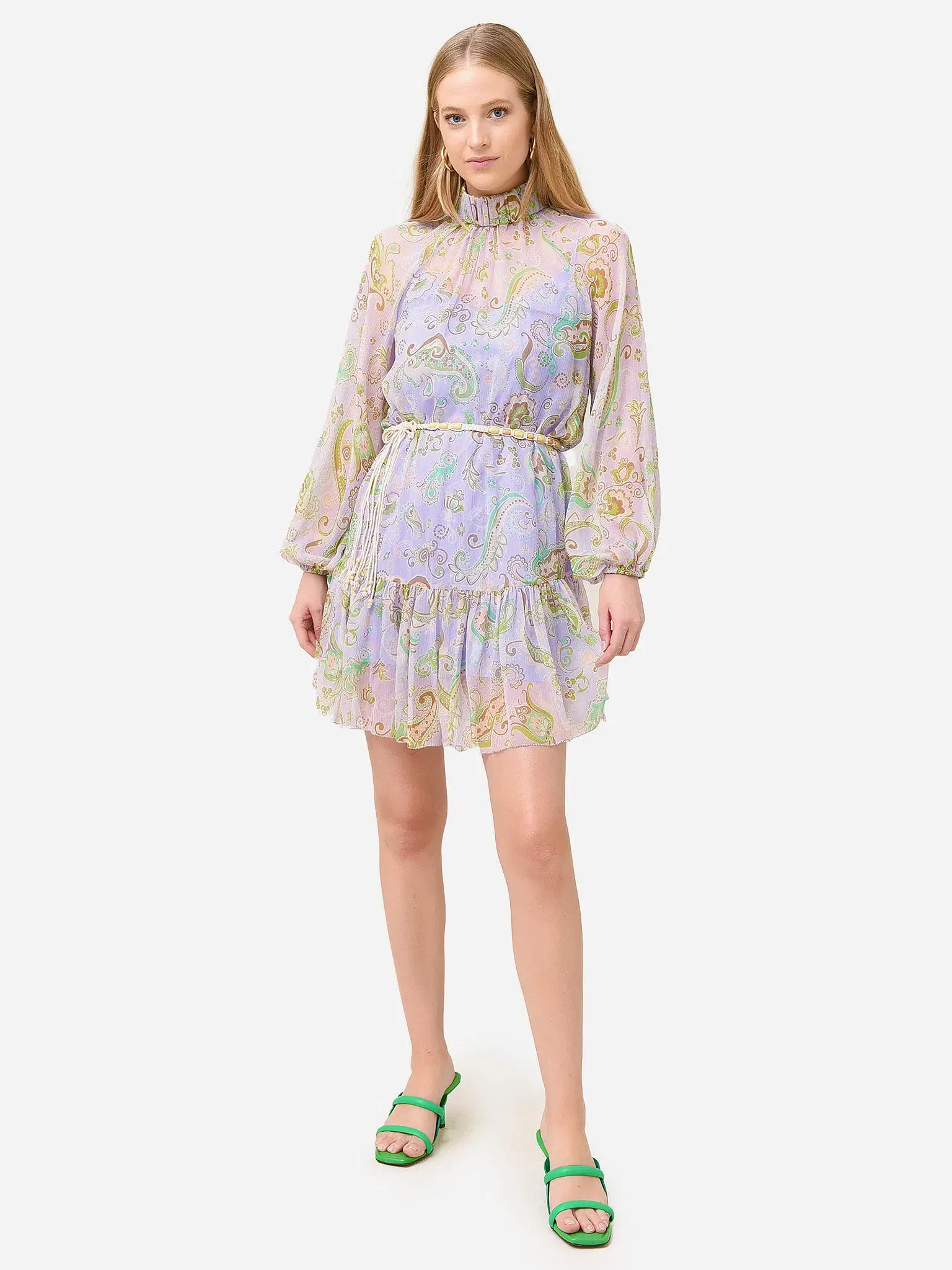 Alemais Marta Lilac Crinkle Silk Dress Print Size 6 - Image 1