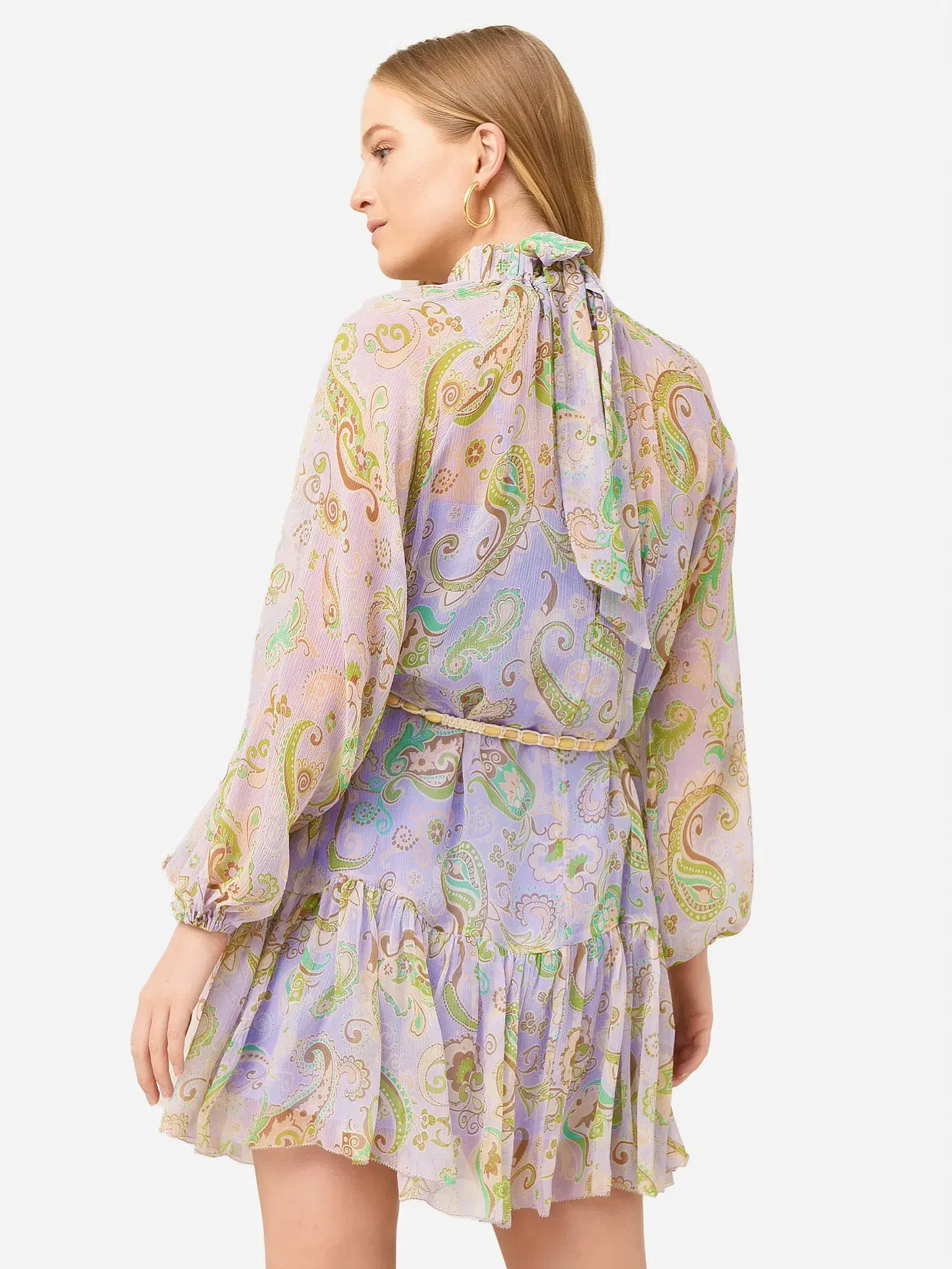 Alemais Marta Lilac Crinkle Silk Dress Print Size 6 - Image 2
