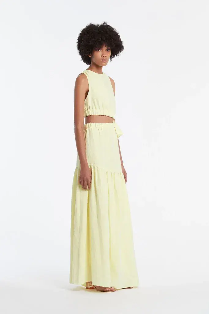 Sir The Label Francesca Asymmetrical Cut Out Dress in Butter Size 0 - Image 2