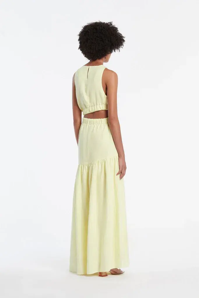 Sir The Label Francesca Asymmetrical Cut Out Dress in Butter Size 0 - Image 3
