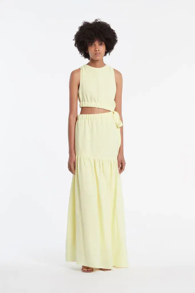 Sir The Label Francesca Asymmetrical Cut Out Dress in Butter Size 0 - Image 1