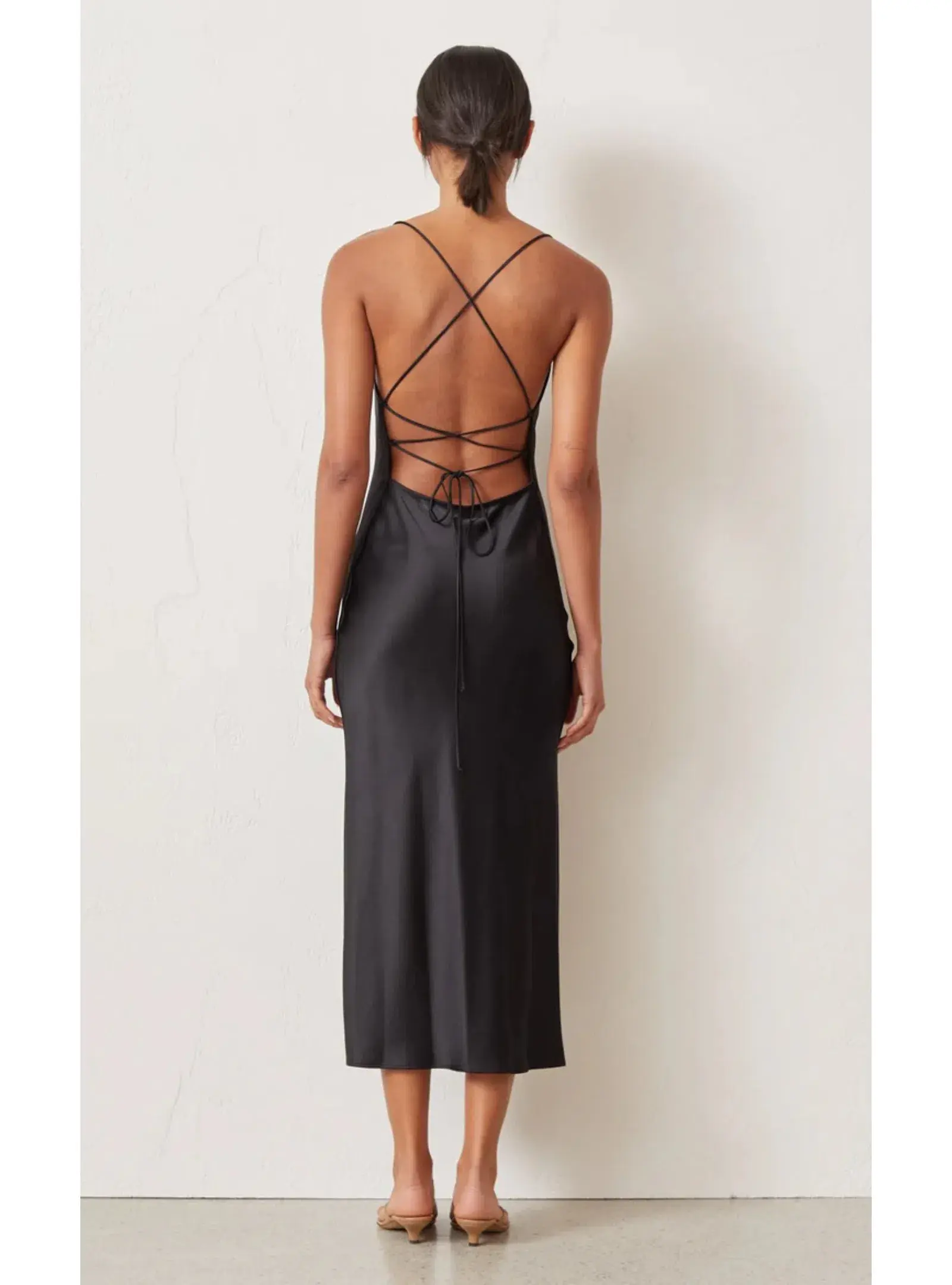 Bec & Bridge Seraphine Lace Up Midi Dress Black Size AU 8 - Image 2