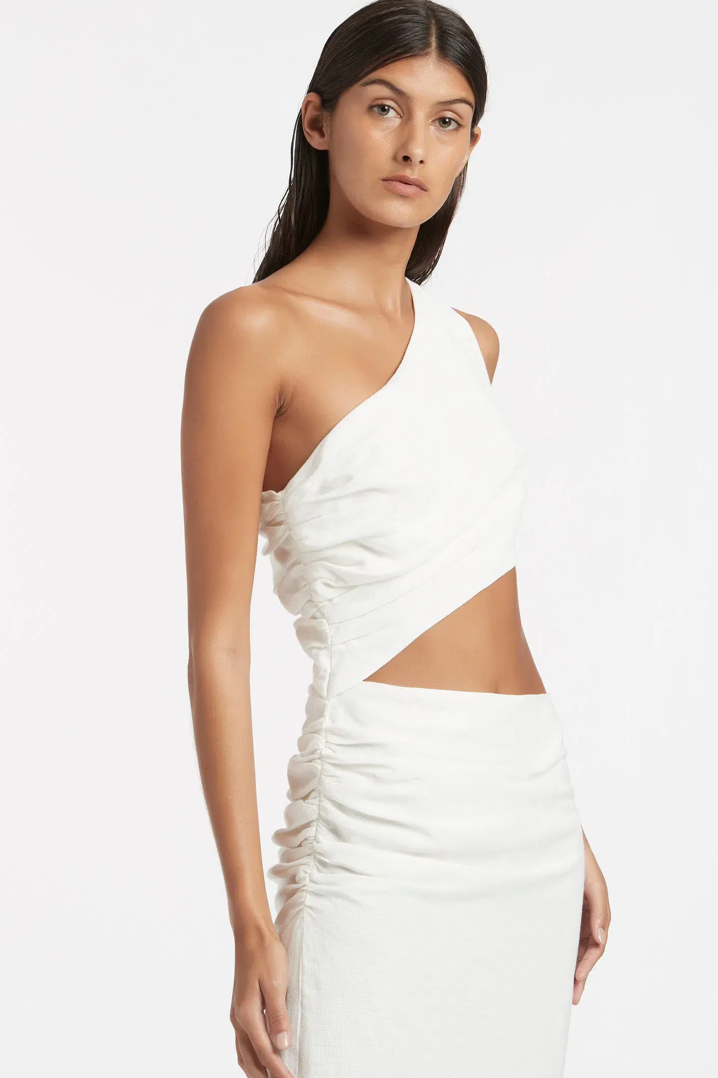 Sir the Label Clemence One Shoulder Midi Dress in Ivory Size 2 / Au 10 - Image 2
