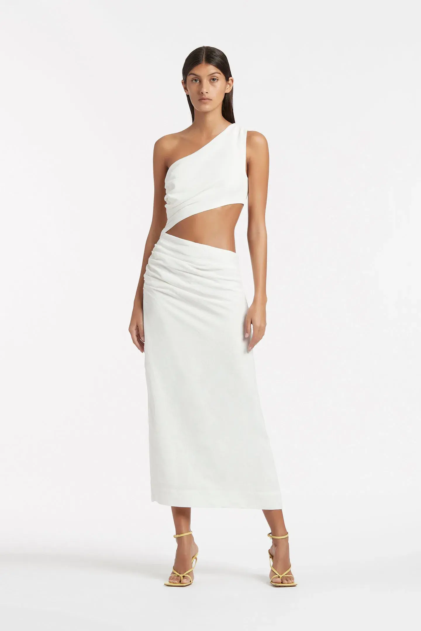 Sir the Label Clemence One Shoulder Midi Dress in Ivory Size 2 / Au 10 - Image 4
