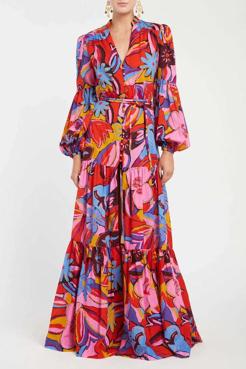 Rebecca Vallance Positano Kaftan Dress Multi Size 10 - Image 1