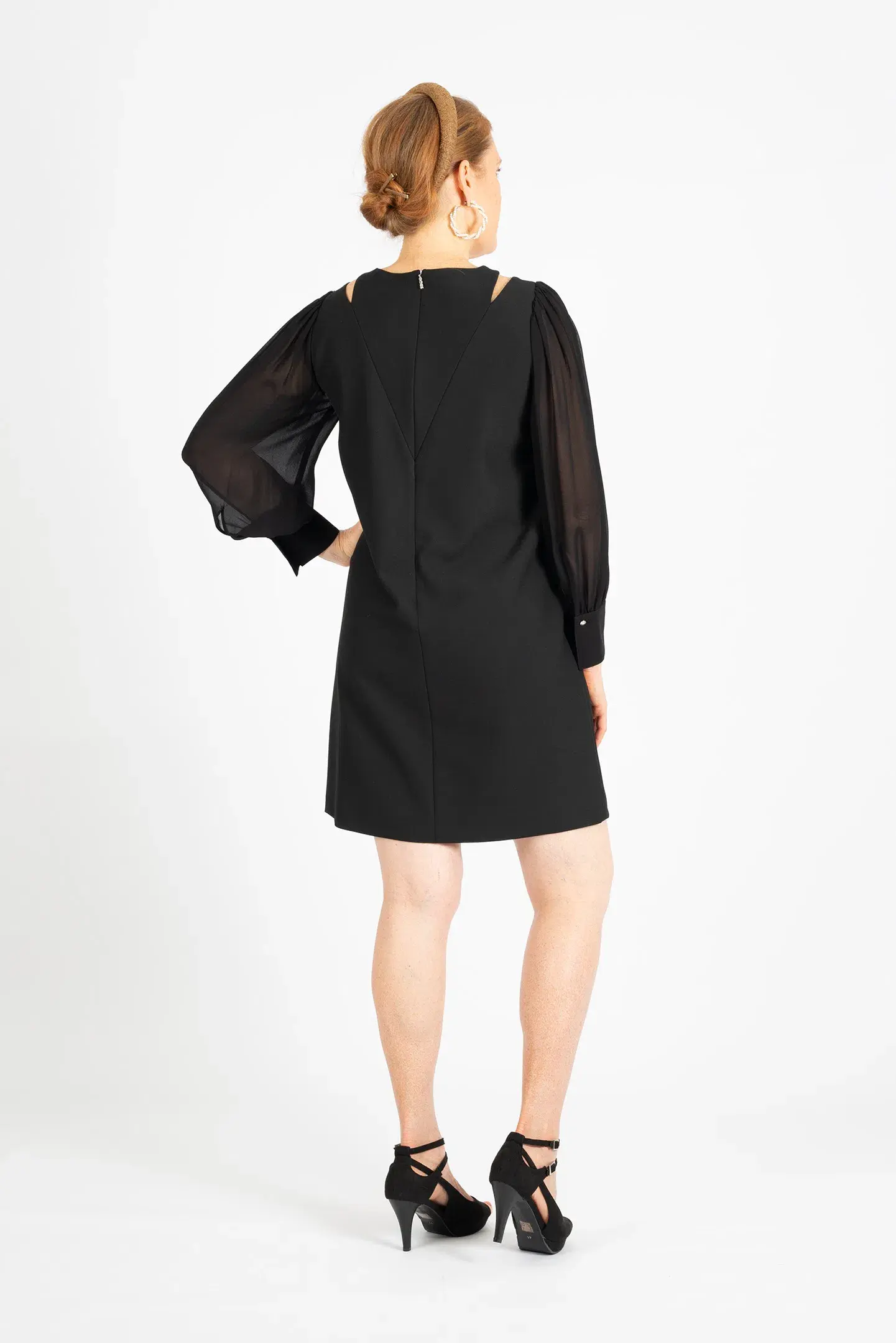Hugo Boss Relaxed-fit Long-Sleeved Dress with Cut-Out Details Black Size 8 - Image 4