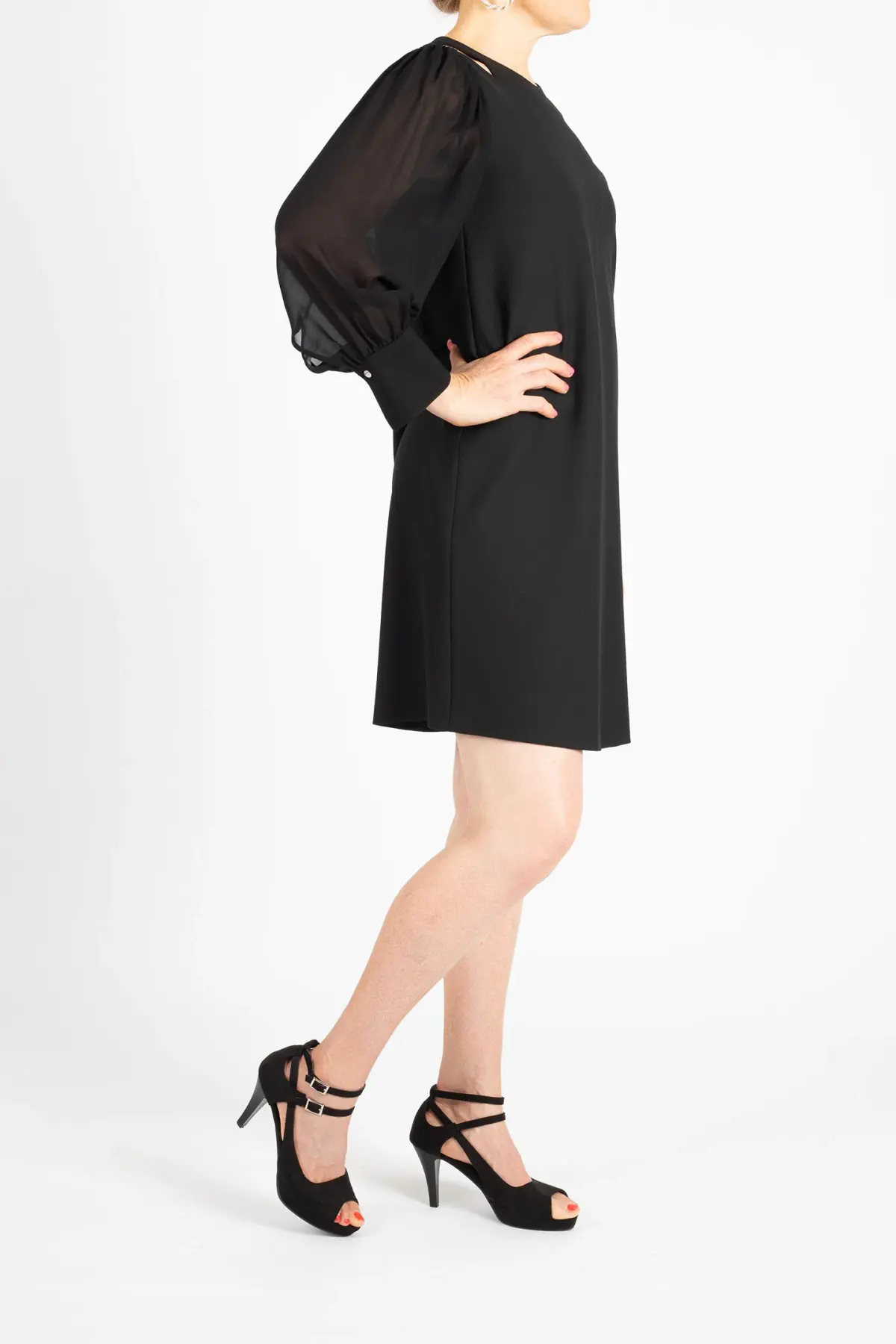 Hugo Boss Relaxed-fit Long-Sleeved Dress with Cut-Out Details Black Size 8 - Image 3
