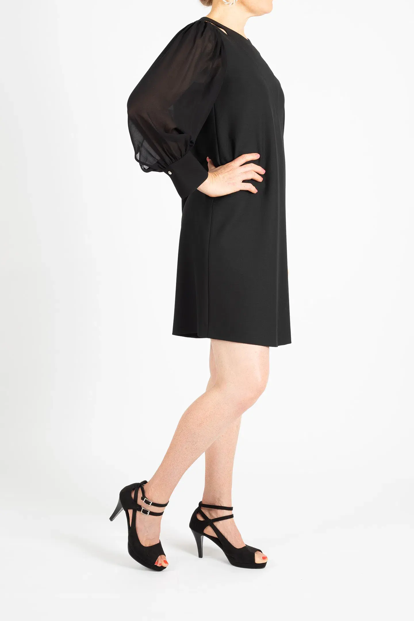 Hugo Boss Relaxed-fit Long-Sleeved Dress with Cut-Out Details Black Size 8 - Image 3