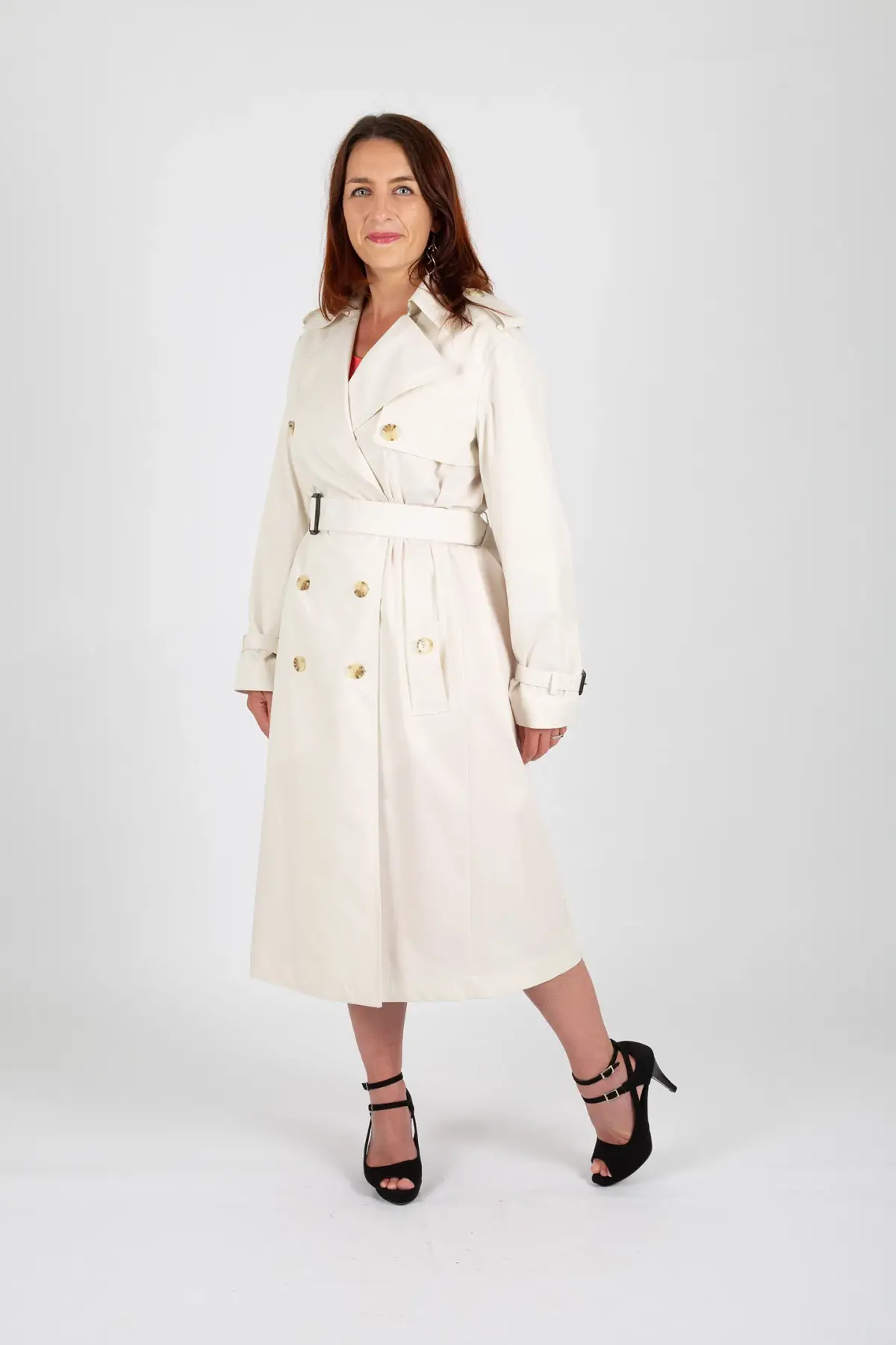 Hugo Boss Double-Breasted Trench Coat with Belted Closure White Size 10 - Image 2