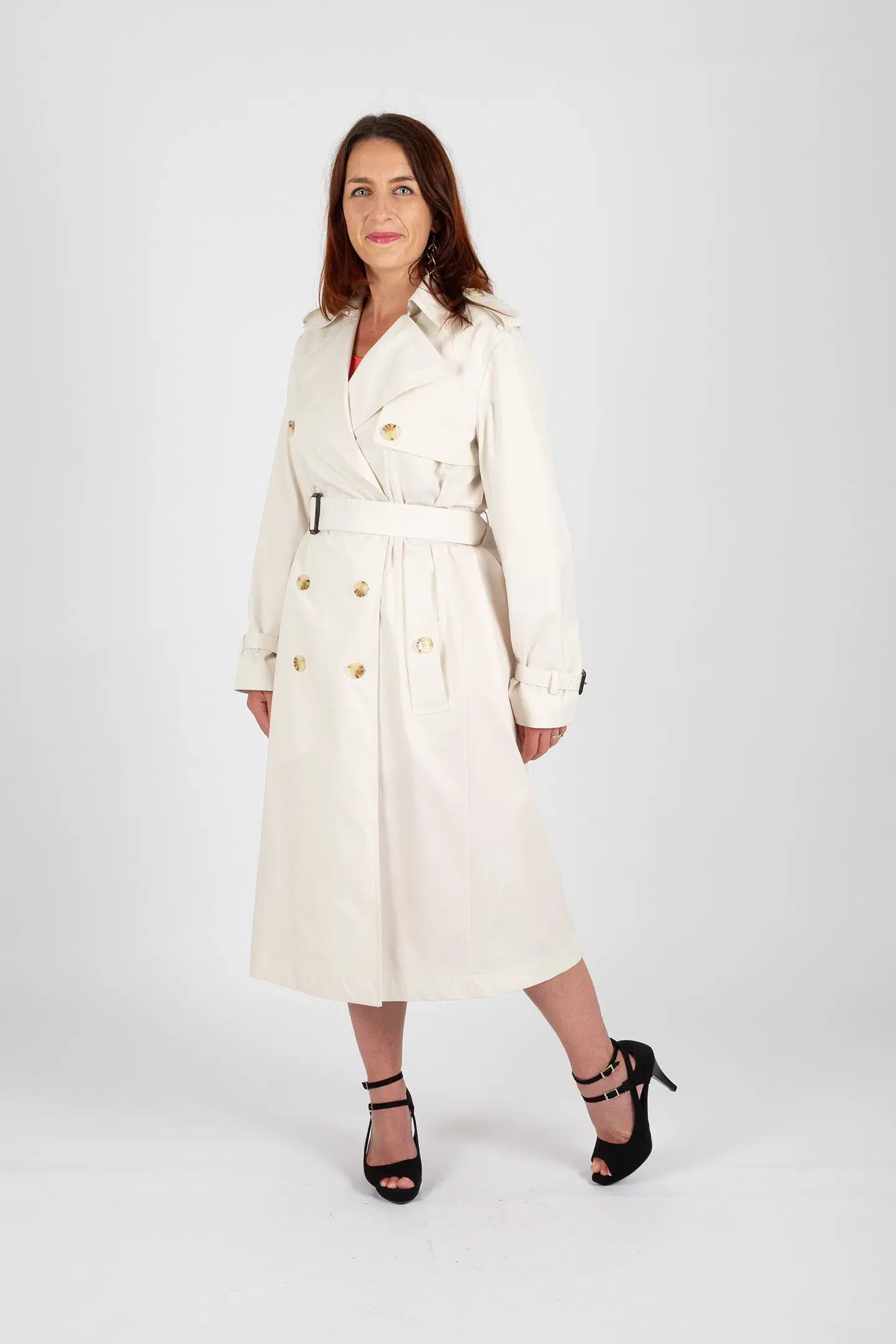 Hugo Boss Double-Breasted Trench Coat with Belted Closure White Size 10 - Image 2