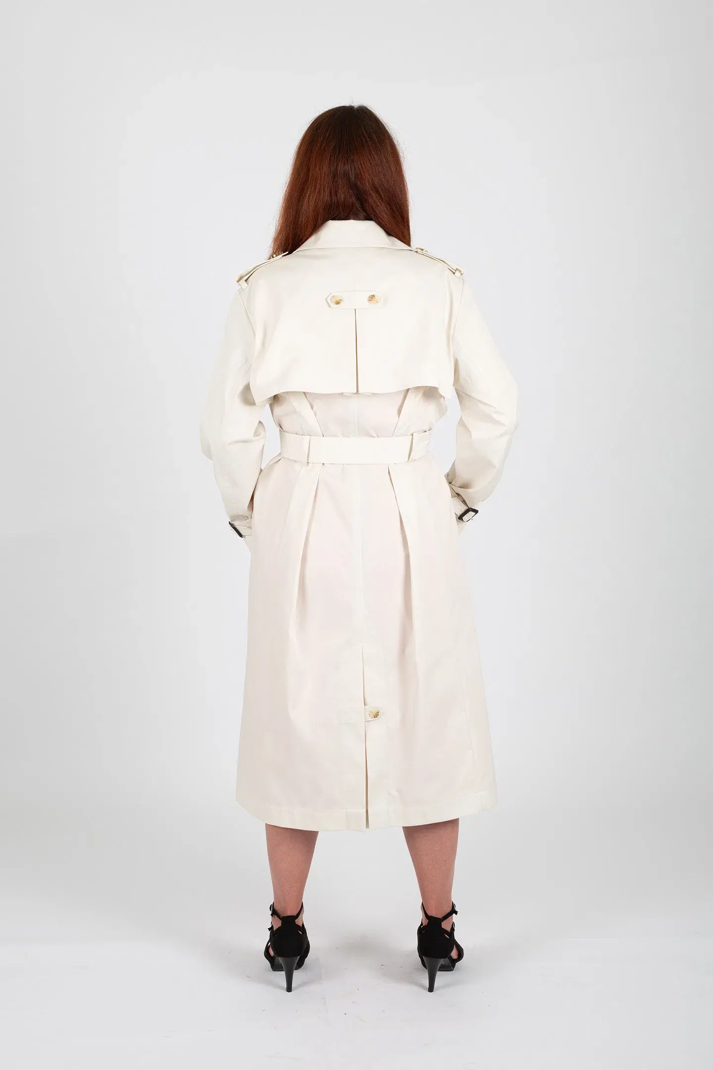Hugo Boss Double-Breasted Trench Coat with Belted Closure White Size 10 - Image 3