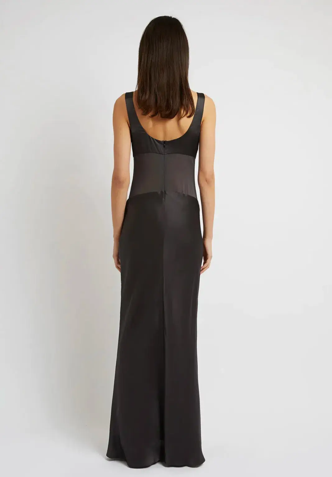 Christopher Esber Sheer Torso Cowl Tank Dress Charcoal Size 6 / XS - Image 3
