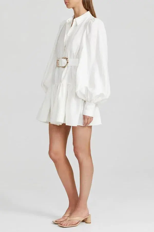 Acler Sherwood Mini Dress Ivory Size 14 for rent on The Volte - main image