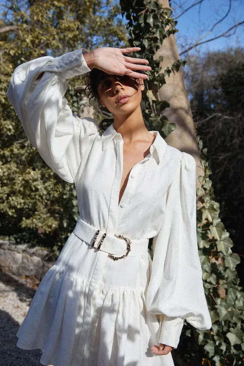 Acler Sherwood Mini Dress Ivory Size 14 for rent on The Volte - main image