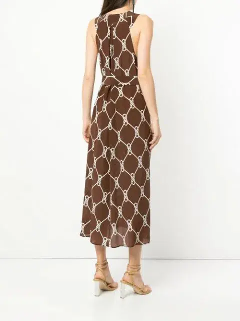 Manning Cartell Sleeveless Midi Dress Walnut/White Print Size 8 - Image 3