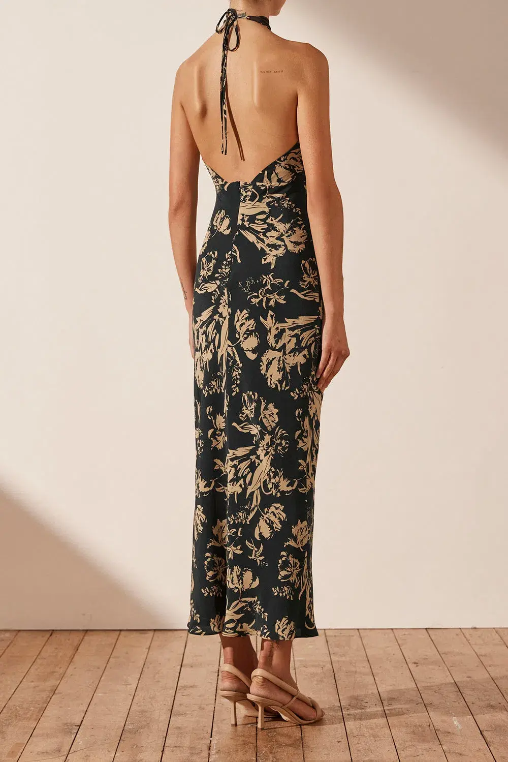 Shona Joy Dawn Silk Cross Front Halter Midi Dress Print Size 8 / S - Image 3