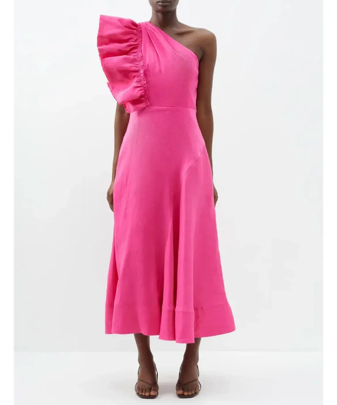 Aje Bonjour Asymmetric Midi Dress in Fuchsia Pink Size 16 (fit~14) - Image 1