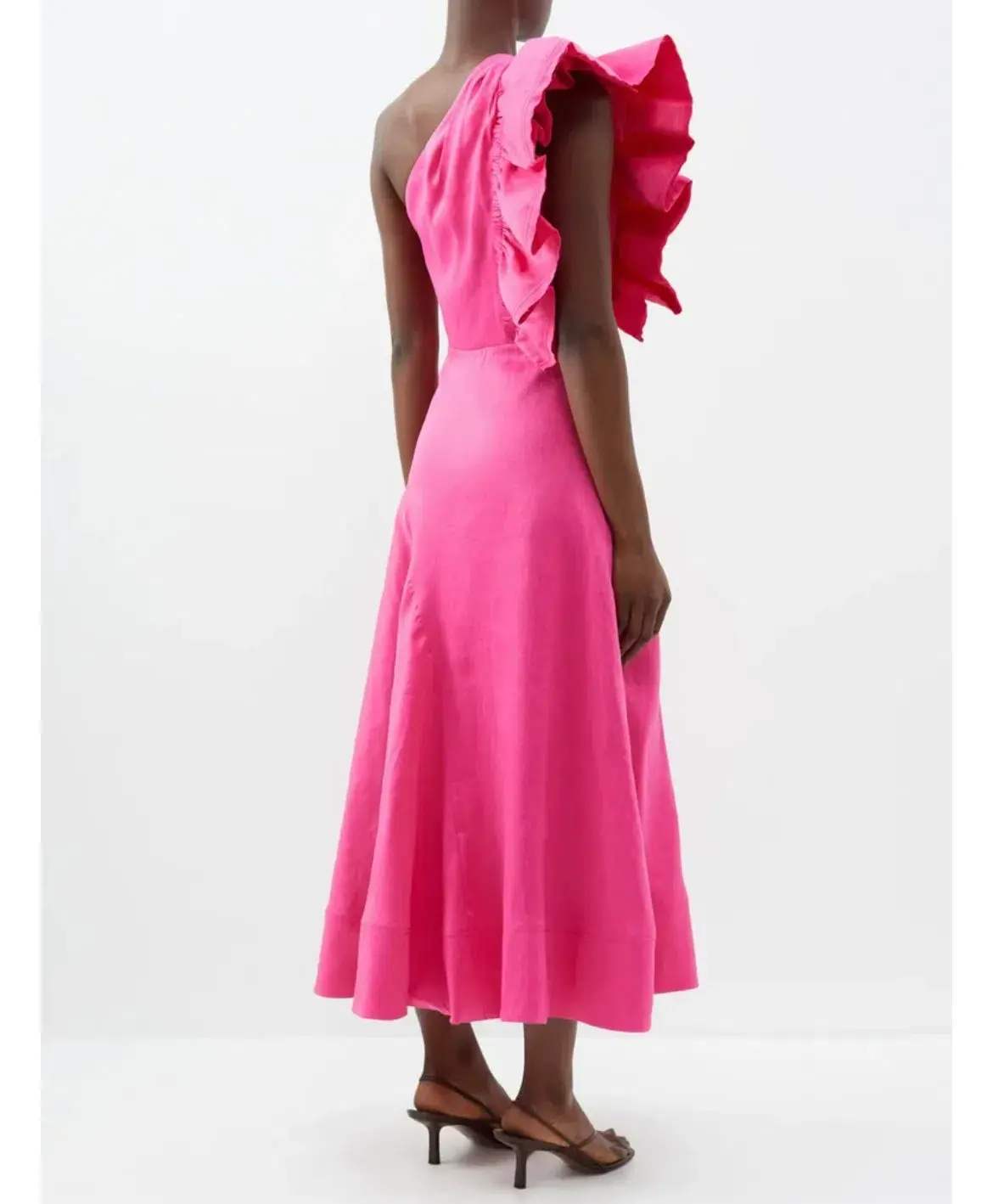 Aje Bonjour Asymmetric Midi Dress in Fuchsia Pink Size 16 (fit~14) - Image 2