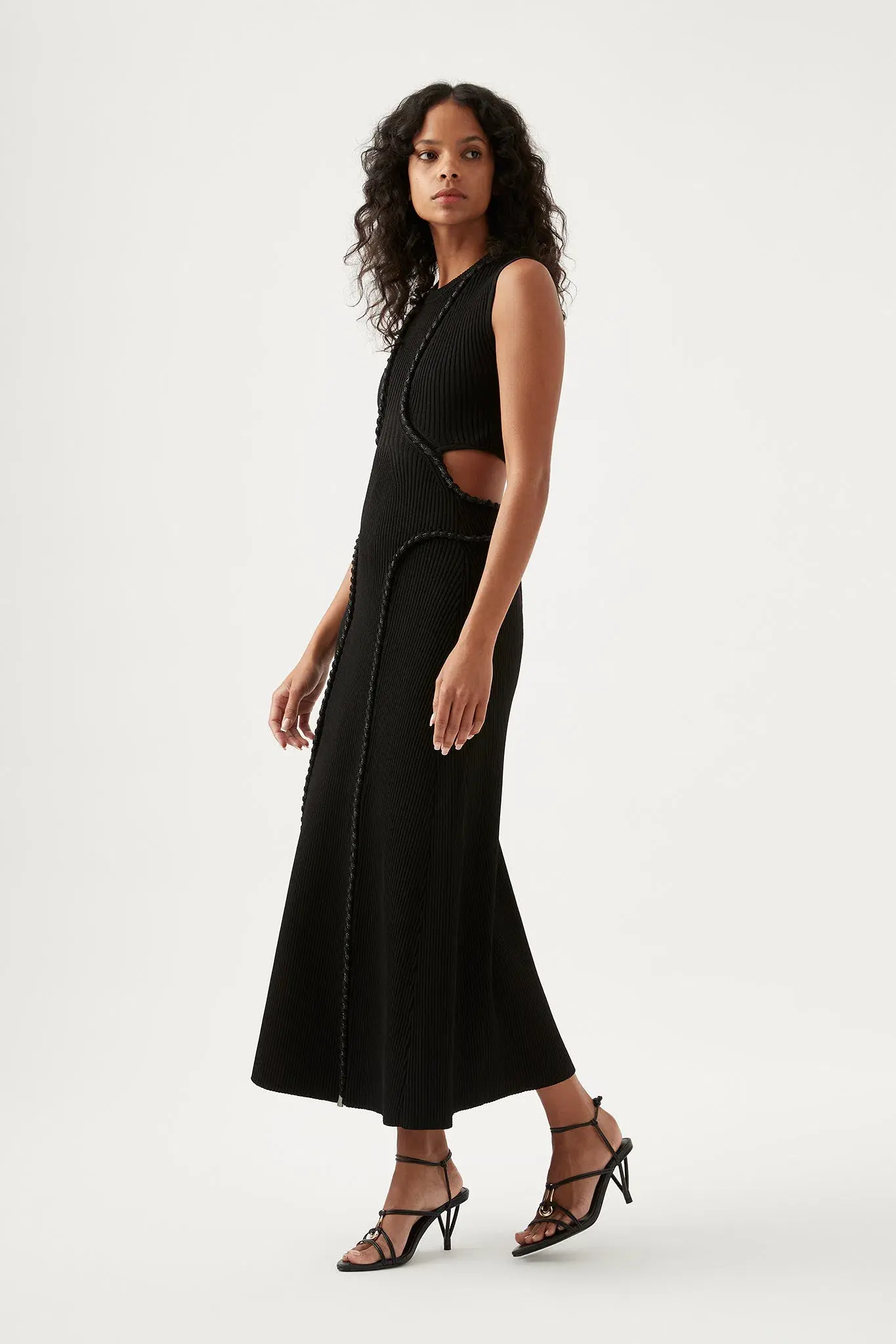 Aje Arp Cut Out Knit Midi Dress Black Size Small / AU 8 - Image 3