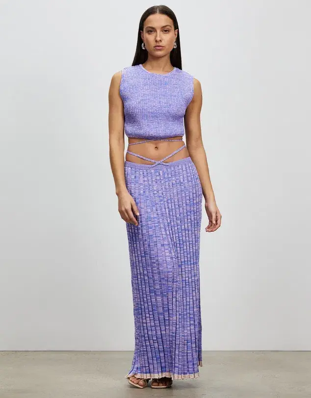 Christopher Esber Knit Top And Pleated Skirt Set Purple Size AU 8 - Image 2