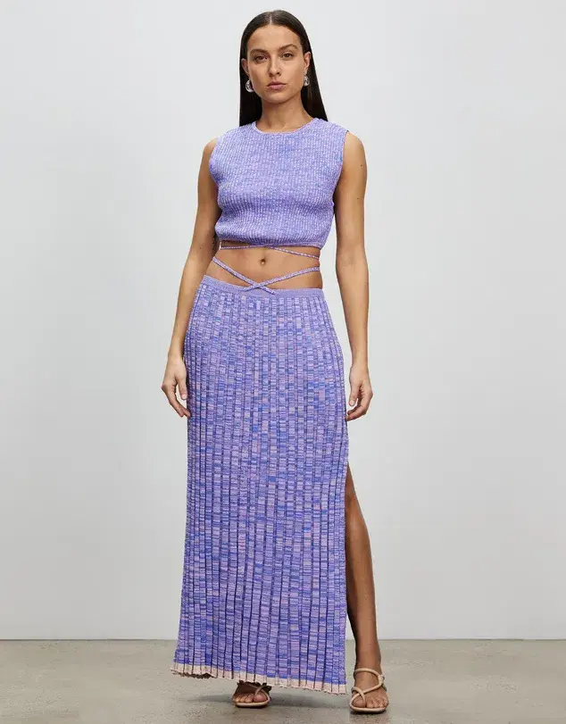 Christopher Esber Knit Top And Pleated Skirt Set Purple Size AU 8 - Image 1