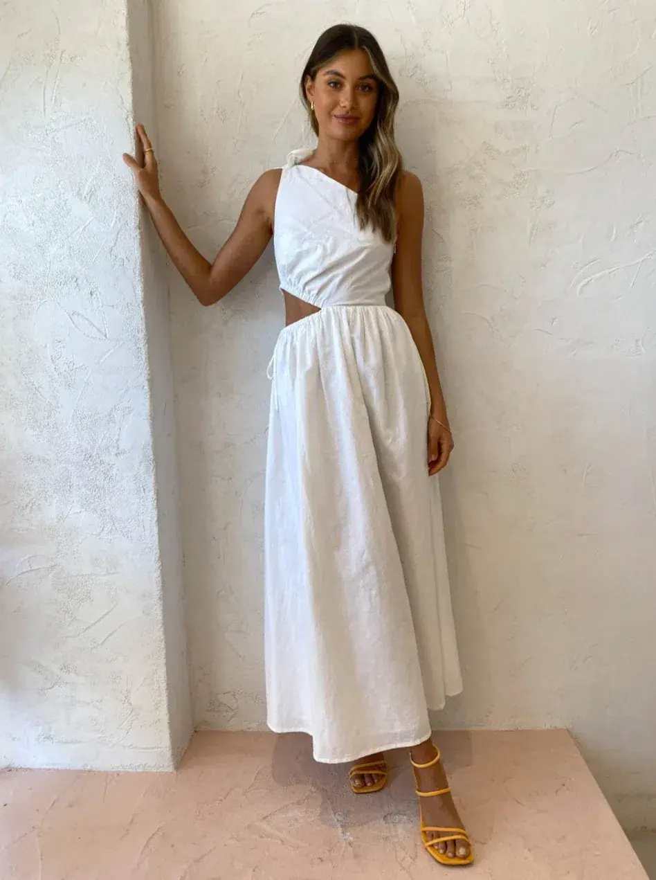  By Nicola Gabriella One Shoulder Maxi Dress In White Size 8  - Image 1