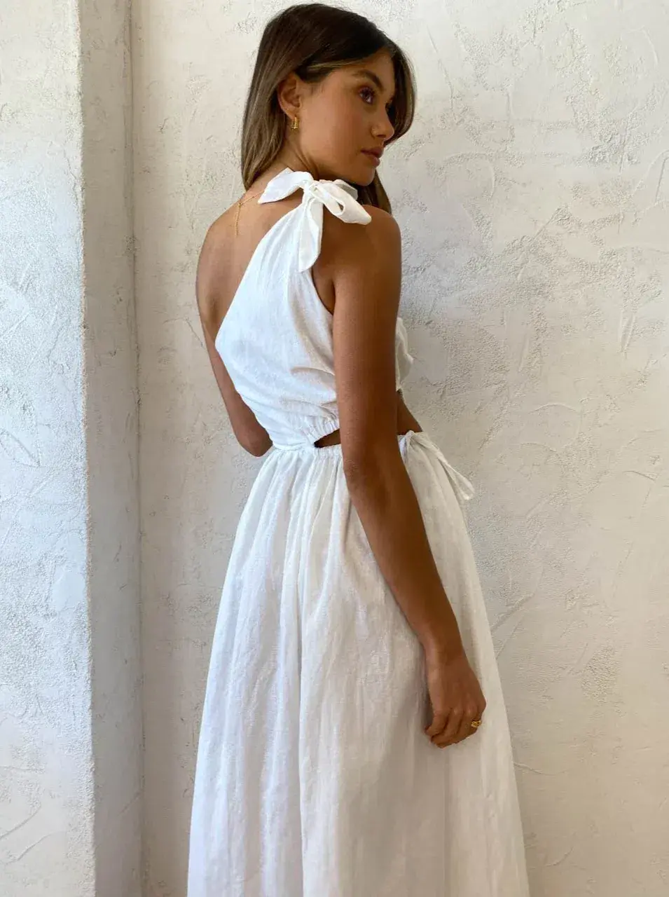  By Nicola Gabriella One Shoulder Maxi Dress In White Size 8  for rent on The Volte - main image