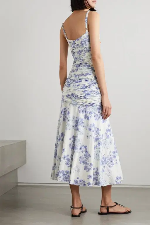Peony Flannel Ruched Midi Dress Floral Size 12  - Image 2